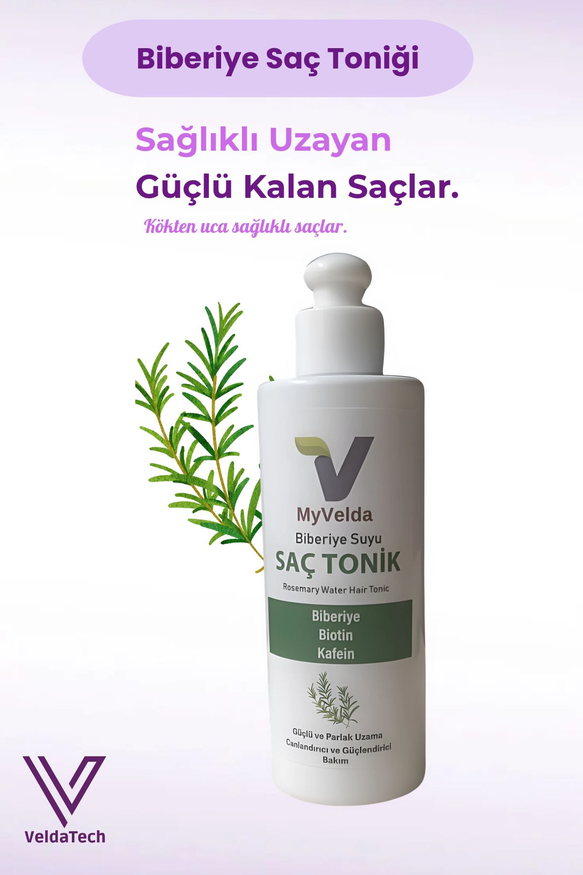 VeldaTech myVelda 200ml Biberiye Özlü Saç Güçlendirici Tonik